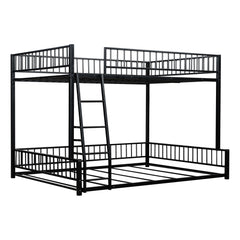 Bunk Bed Frame With Ladder And Safety Guardrails
