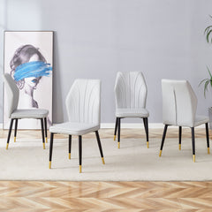 4 Modern Dining Chairs With Stylish Patterned Backrest And Metal Legs