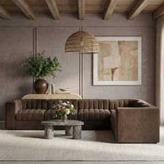 Rummi - Velvet Performance Fabric Upholstered 6 Piece Modular Sectional (With 3 Corner Chairs)