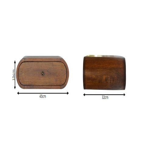 Wall Mounted Round Bedside Table - Chestnut