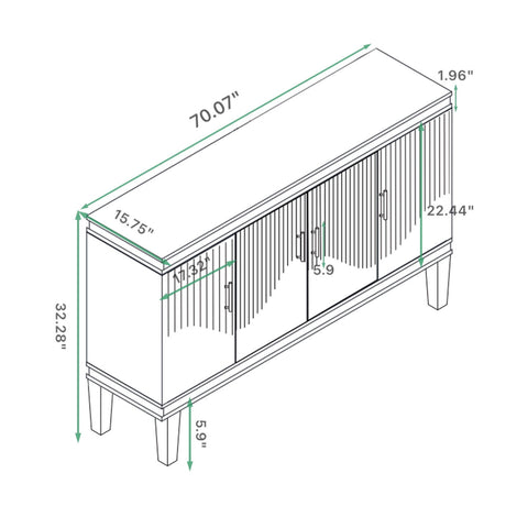 4 Door Cabinet With Adjustable Shelves, Large Storage For Living Room - Champagne
