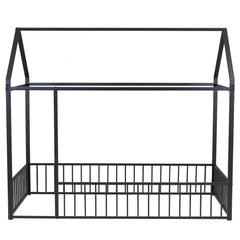 Metal Bed House Bed Frame With Fence