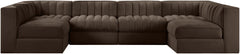 Rummi - Armless Velvet Performance Fabric Upholstered 6 Piece Modular Sectional