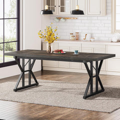Rectangular Dining Table With X Trestle Metal Legs