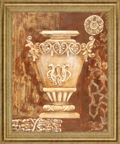 Ornate Taupe Vessel - 28" x 34" Framed Wall Art