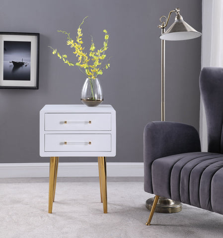 Zane - Side Table - White Lacquer