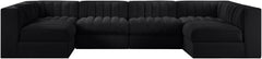 Rummi - Armless Velvet Performance Fabric Upholstered 6 Piece Modular Sectional