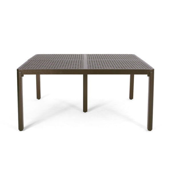 Outdoor Modern Aluminum Dining Table With Woven Accents