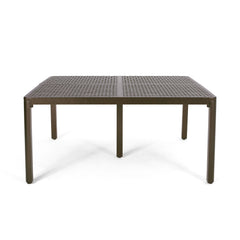 Outdoor Modern Aluminum Dining Table With Woven Accents