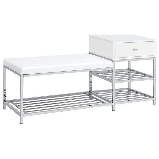 Yesler - 1 Drawer Storage Bench - Glossy White
