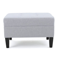 Contemporary Ottoman Footstool With Tufted Upholstery - Light Gray