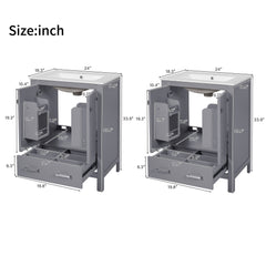 Bathroom Vanity With Integrated Undermount Ceramic Sink, 2 Doors And 1 Drawer, Soft Close Hinges