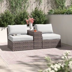 2 Person Wicker Conversation Set With Cushions, Weather Resistant