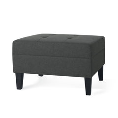 Ottoman With Birch Wood Legs And Cushioned Top For Comfort