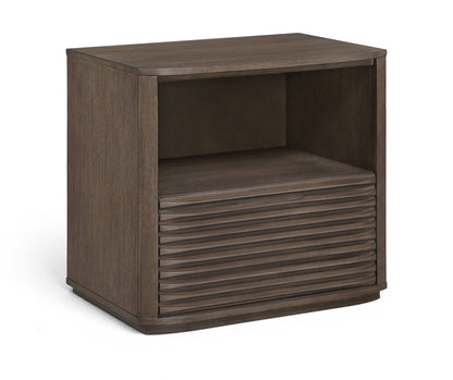 Morino - Oak Veneer And Solid Wood Nightstand - Brown