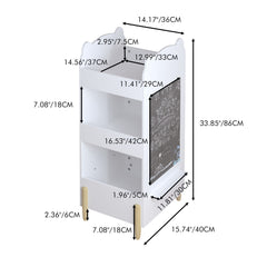 Bear Shaped Bookshelf With Chalkboard Side, 3 Tier Storage Organizer For Playroom - White