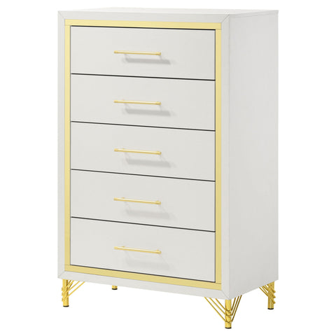 Chesney - 5 Drawer Chest With Trim - White