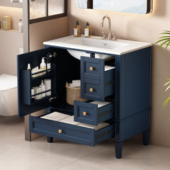 Bathroom Vanity With Sink, 3 Drawer Storage Cabinet