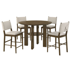 Crispin - 5 Piece Counter Height Dining Set With Upholstered Chairs - Brown