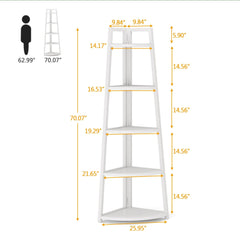 Tall 5 Tier Corner Bookshelf For Living Room