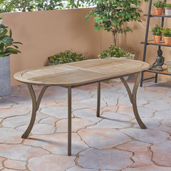 Outdoor Table With Smooth Lines, Slat Top