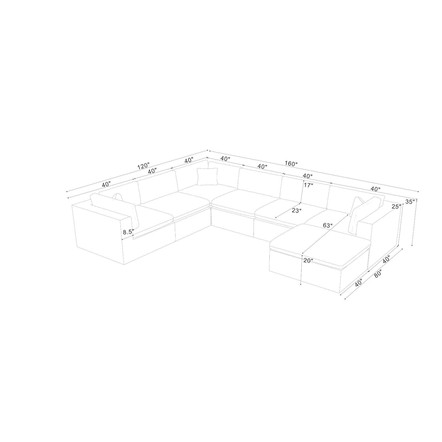 Custom Configuration Modular Sectional & Toss Pillows