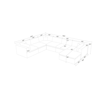 Custom Configuration Modular Sectional & Toss Pillows