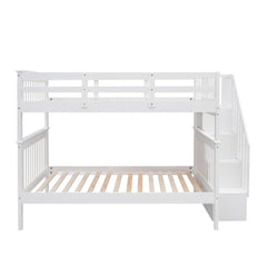 Stairway Bunk Bed With Storage And Guard Rail For Bedroom