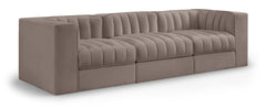 Rummi - Velvet Performance Fabric Upholstered 3 Piece Modular Sofa
