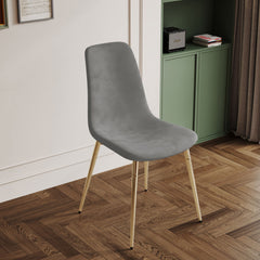 Fabric Dining Chairs, Upholstered Armless Accent Chairs, Classical Appearance And Metal Legs (Set of 4)