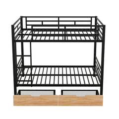 Full Size Convertible Bunk Bed With 2 Drawers Durable - Black