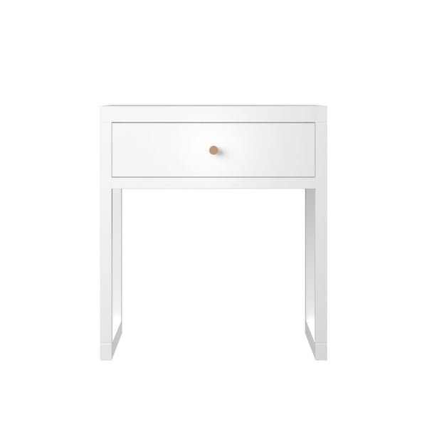 Nightstand With Drawer, Minimalist Bedside Table, Compact End Table For Bedroom - White