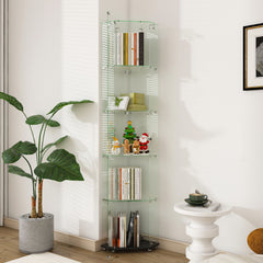 5 Tier Diamond Glass Display Case With 5 Dynamic LED Modes - Black