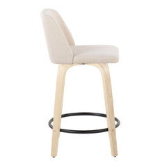 Toriano - Contemporary, Fixed Height Counter Stool With Swivel And Round Footrest (Set of 2)