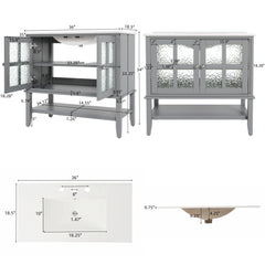 Bathroom Vanity With Ceramic Sink, Adjustable & Open Shelf