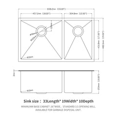 Modern Double Bowl Undermount Kitchen Sink 50 / 50 Design Stainless Steel