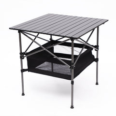 Folding Outdoor Table With Carrying Bag, Lightweight Aluminum Roll-Up Square Table For Indoor, Outdoor Camping, Picnics, Beach, Backyard, Bbq, Party, Patio - Black