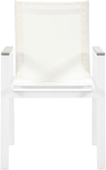 Nizuc - Outdoor Patio Dining Arm Chair With White Frame And Gray Arms (Set of 2)