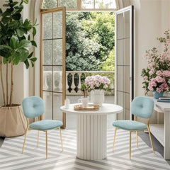 Modern Dining Chairs (Set of 2) Upholstered Accent Chairs With Metal Legs Space Saving Contemporary Seating - Green