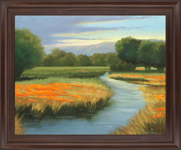 Golden Meadow Stream - 28" x 34" Framed Wall Art