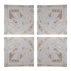 Distressed Wooden Square Wall Panels (Set of 4) - White