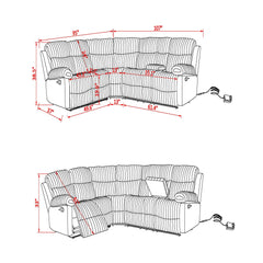 Bruni - Sectional Sofa With LED Lighting And Manual Recline - Gray