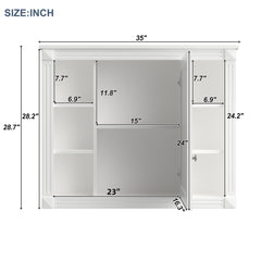 Wall Mounted Bathroom Storage Cabinet With Mirror, 6 Open Shelves