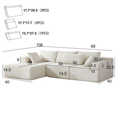 Modern Chenille Upholstered Sectional Sofa Couch Set With 6 Pillows,Free Combination
