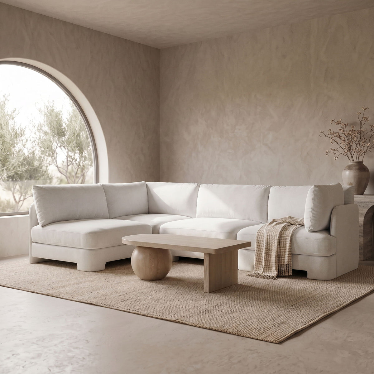 Hammond - Velvet Performance Fabric Upholstered 4 Piece Armless Sectional