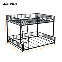 Bunk Bed Frame With Ladder And Safety Guardrails