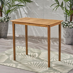 Outdoor Minimalist Acacia Wood Rectangle Bar Table