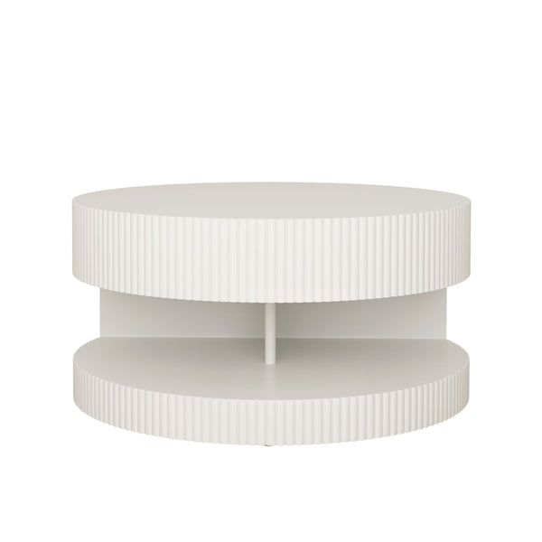 Round Coffee Table With Storage, Vertical Stripe Design
