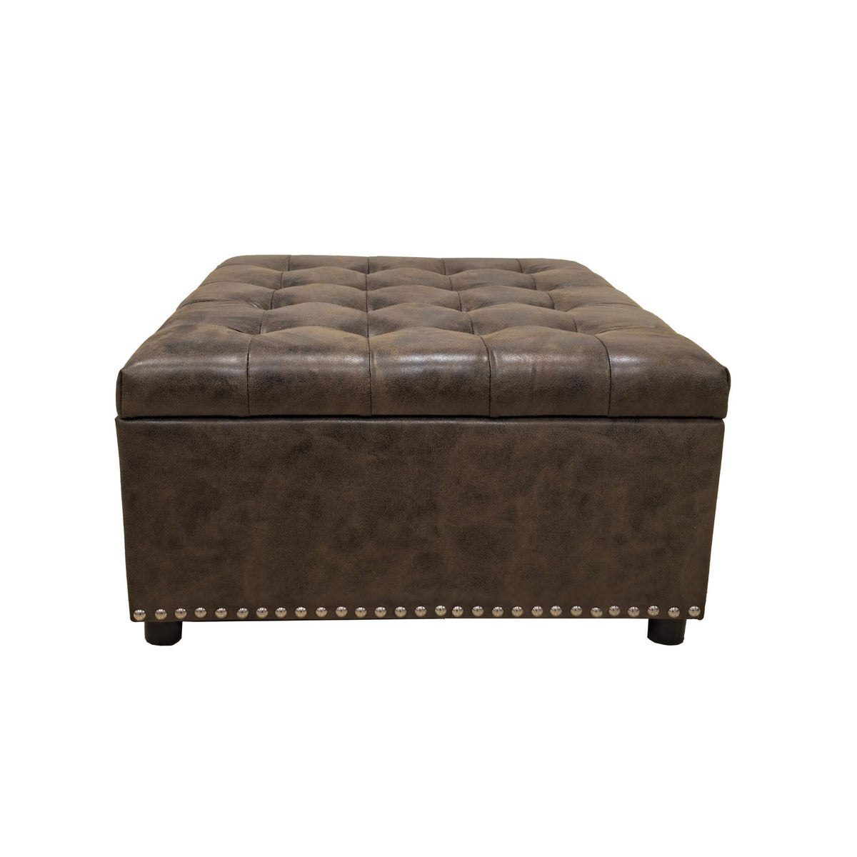 Tufted Storage Ottoman With Button Tufting And Nailhead Trim