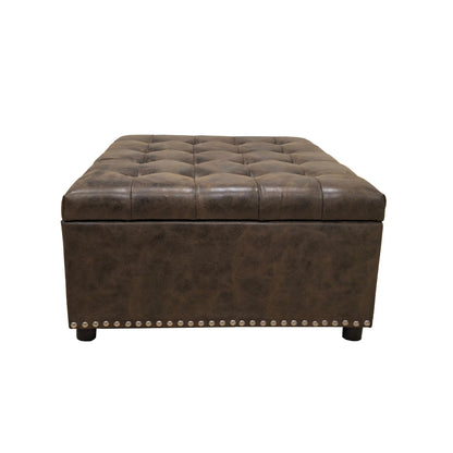 Tufted Storage Ottoman With Button Tufting And Nailhead Trim